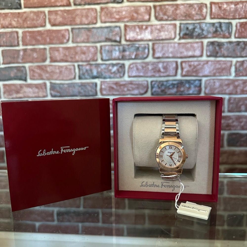 Salvatore Ferragamo Women’s rose gold two tone bracelet watch